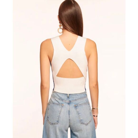 Ramy Brook Aiyana Colorblock Crop Tank Top Sweater XS in sample color cobalt blu - Picture 3 of 11